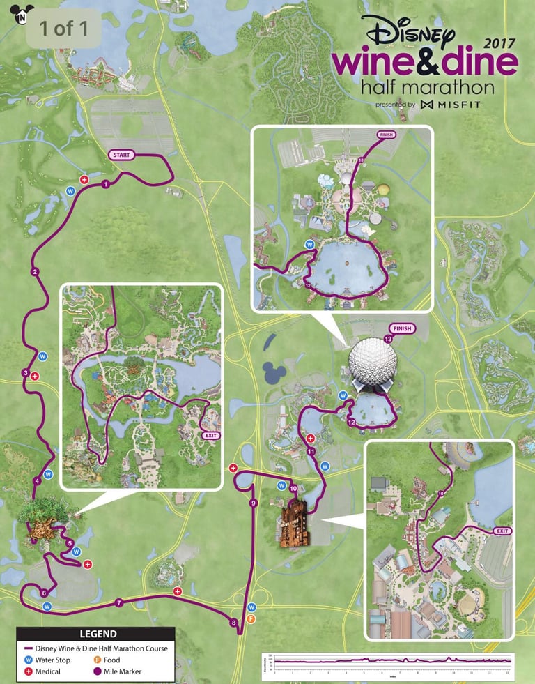 2017 runDisney Wine and Dine Half Marathon Weekend Half Marathon Course Map
