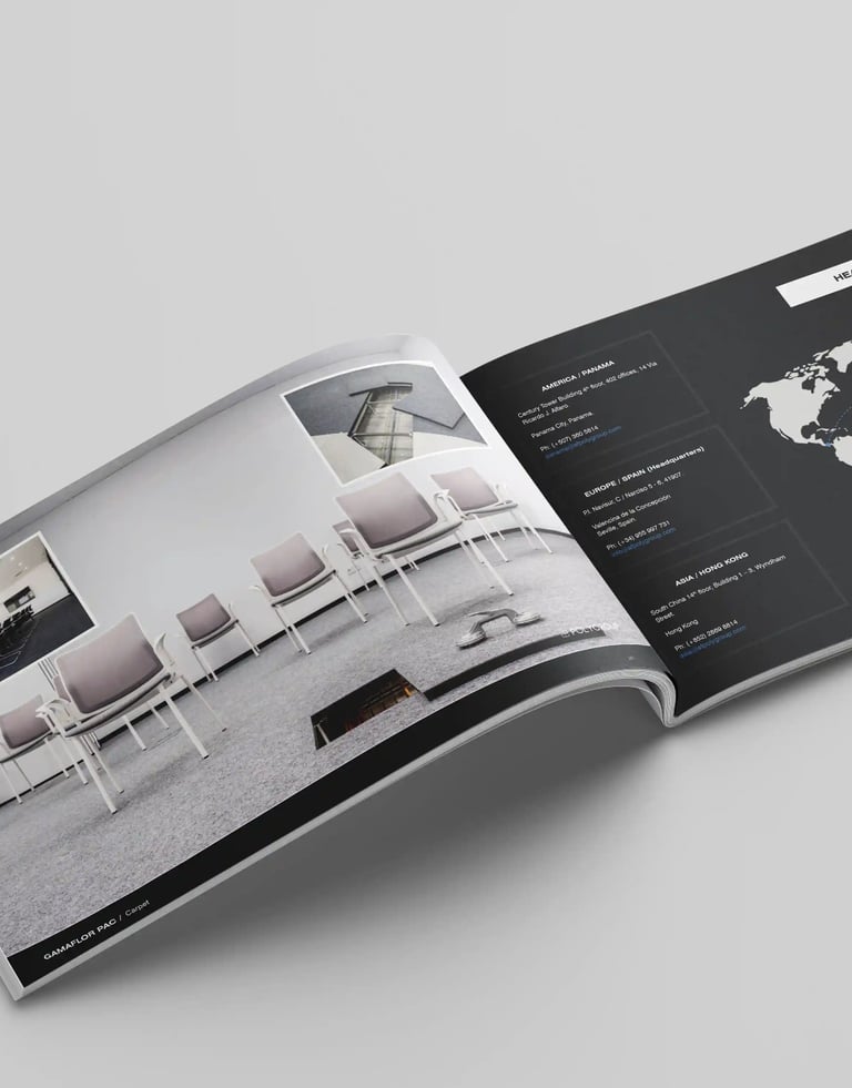 Catálogo de productos industriales sobre fondo claro