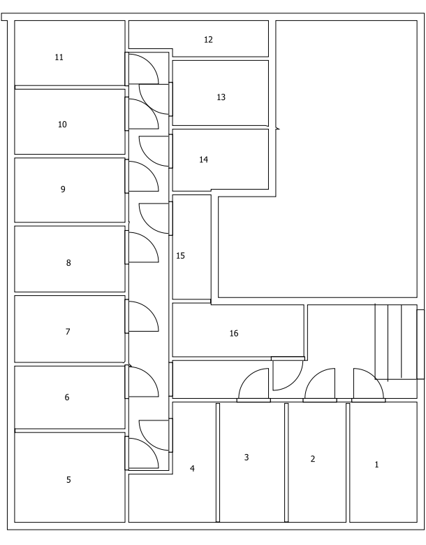 A floor plan of the storage unit