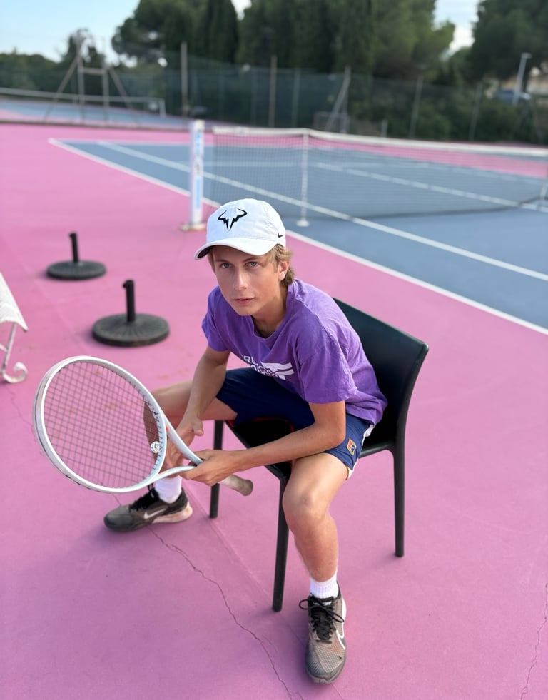 Grégoire Denis concentration avant un match de tennis