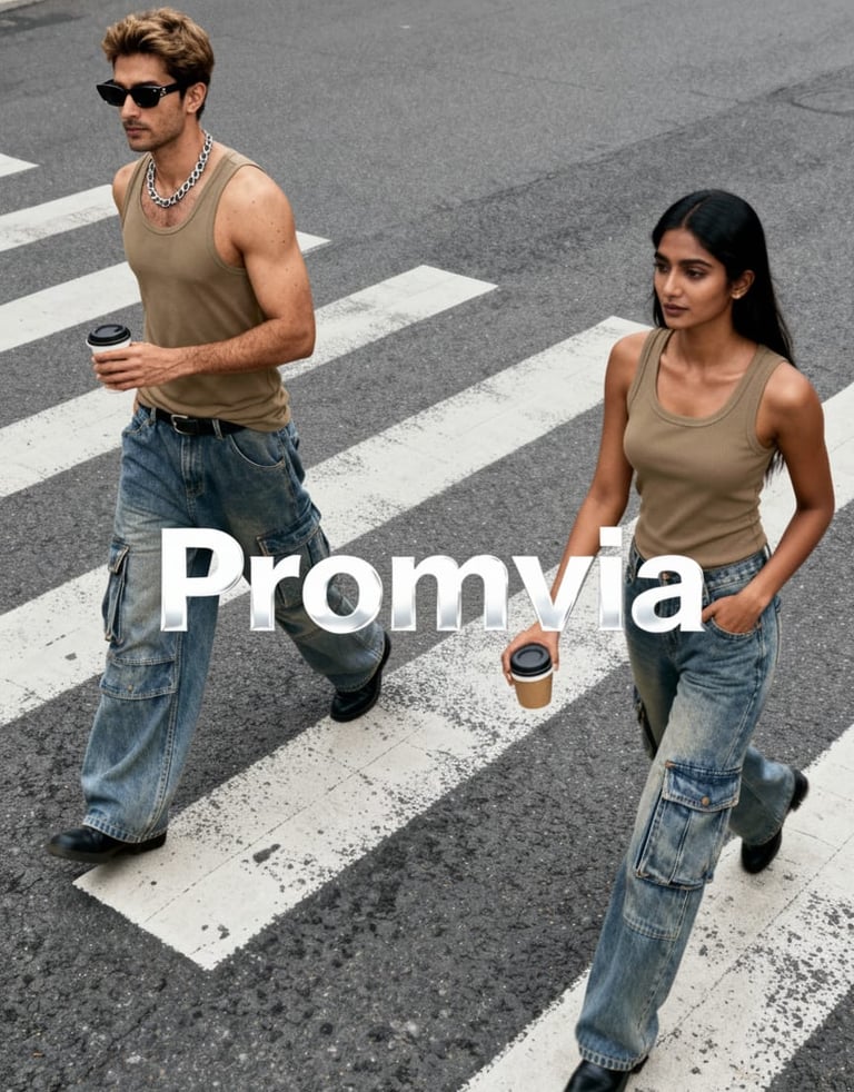 a man and woman walking across a crosswalk