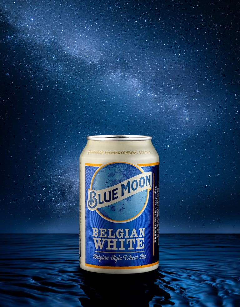 beer can in the water and a star sky