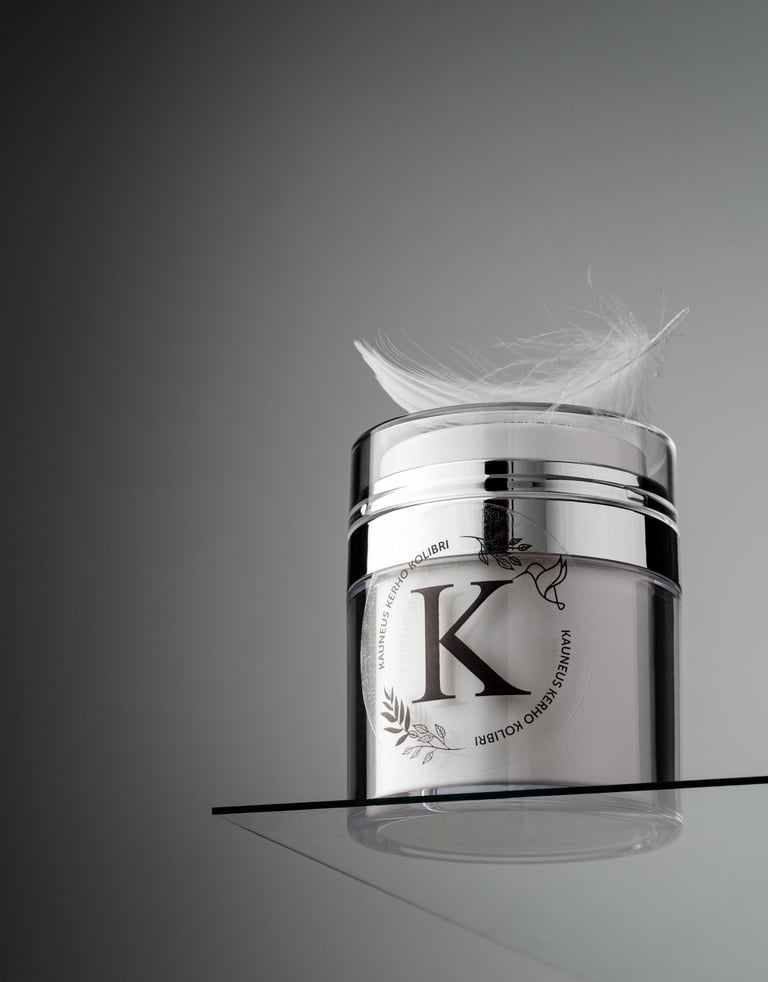 cream with feather on top