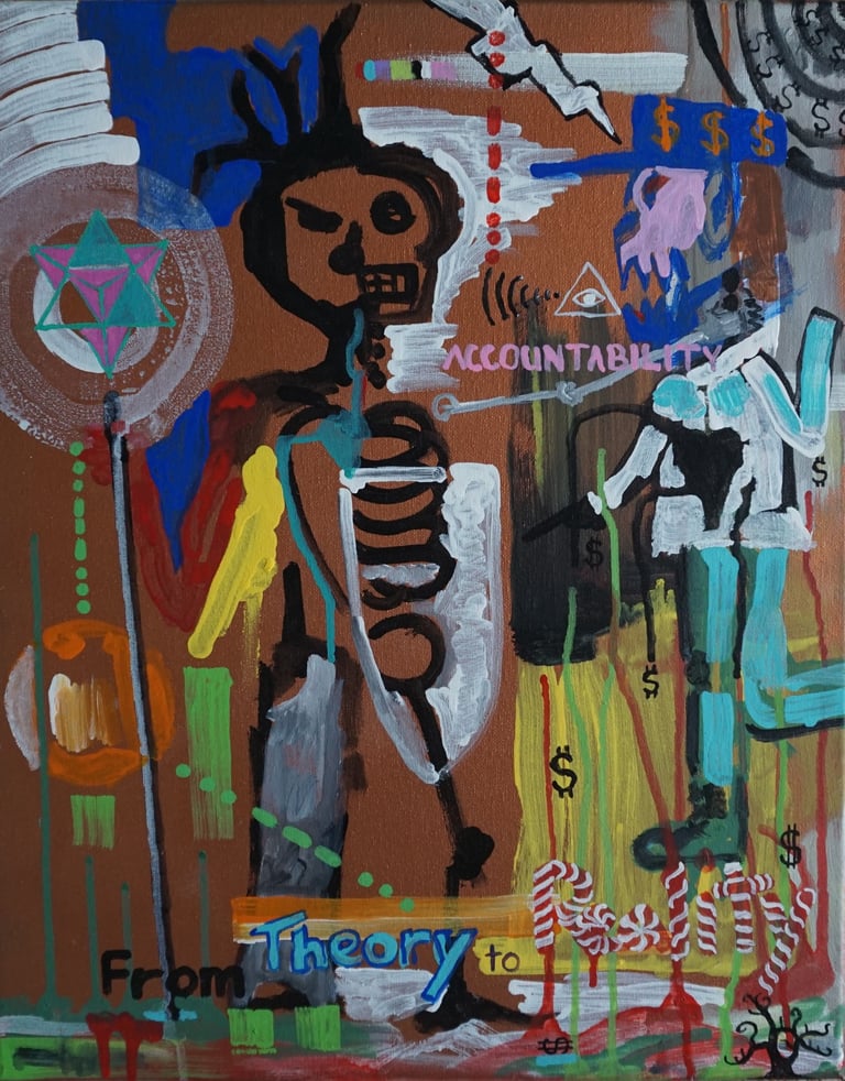 Kevo 2023 Painting/canvas/acrylic/spraypaint/Homage Basquiat style/ "Decolonize"