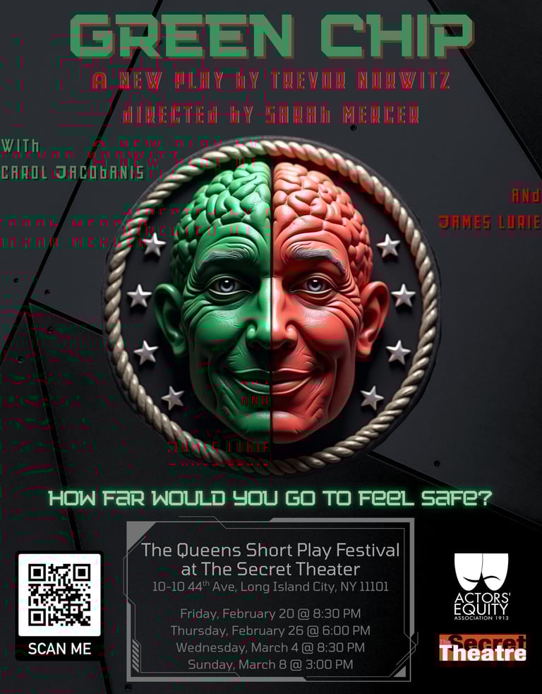 Theatrical poster of a play called Green Chip