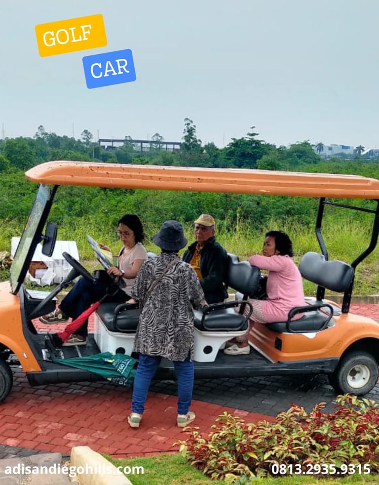 Fasilitas mobil golf untuk survey lahan makam san diego hills memorial park karawang
