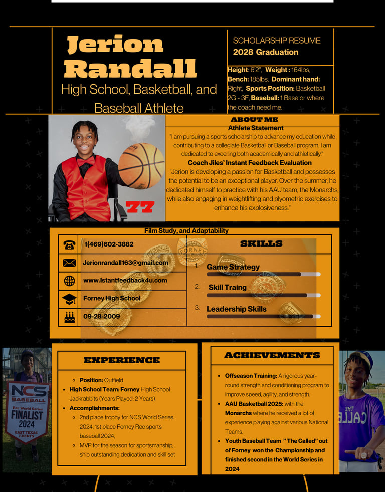 Jerion Randall Player Profile for Forney High School 