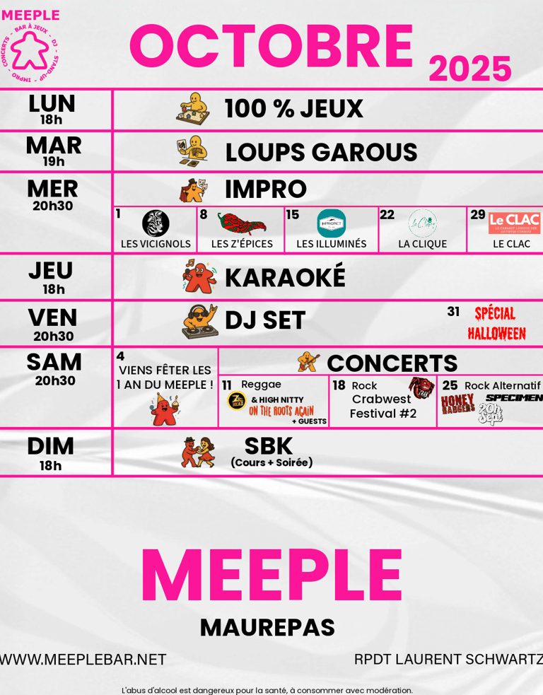 programmation des événements au Meeple pour des soirées fun et conviviales à Maurepas