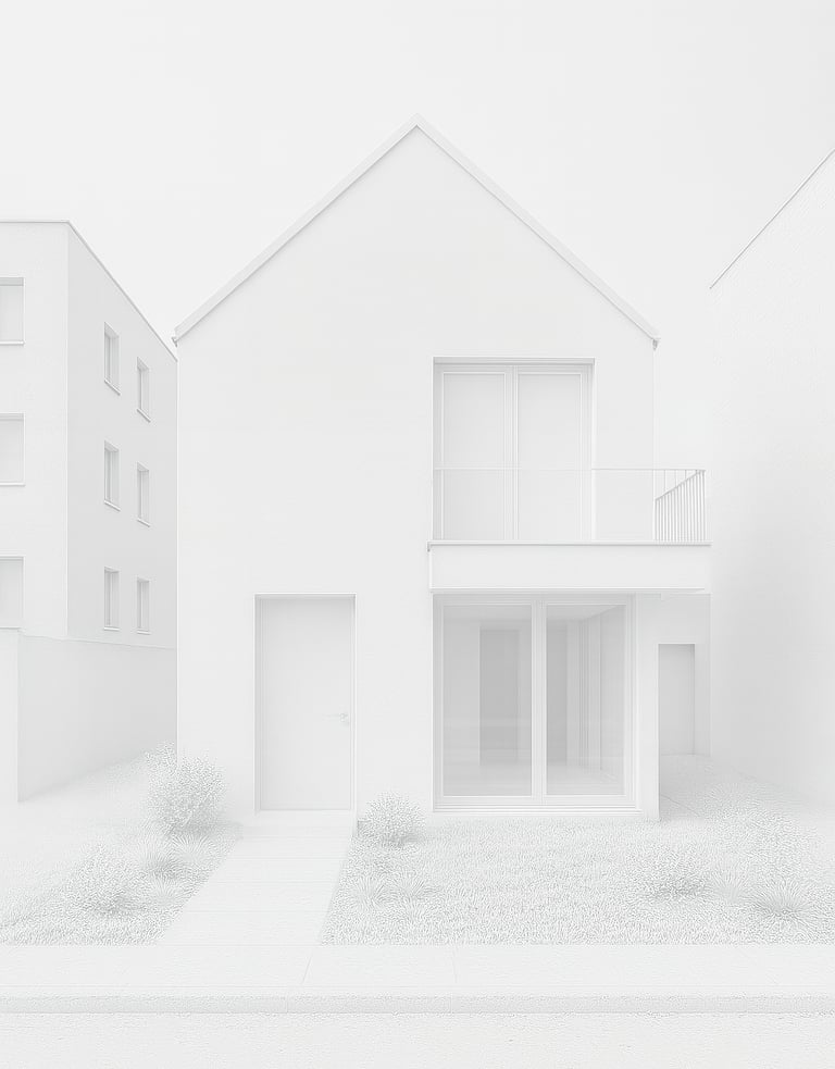 Kubische Hausstudie als weißes Architekturmodell