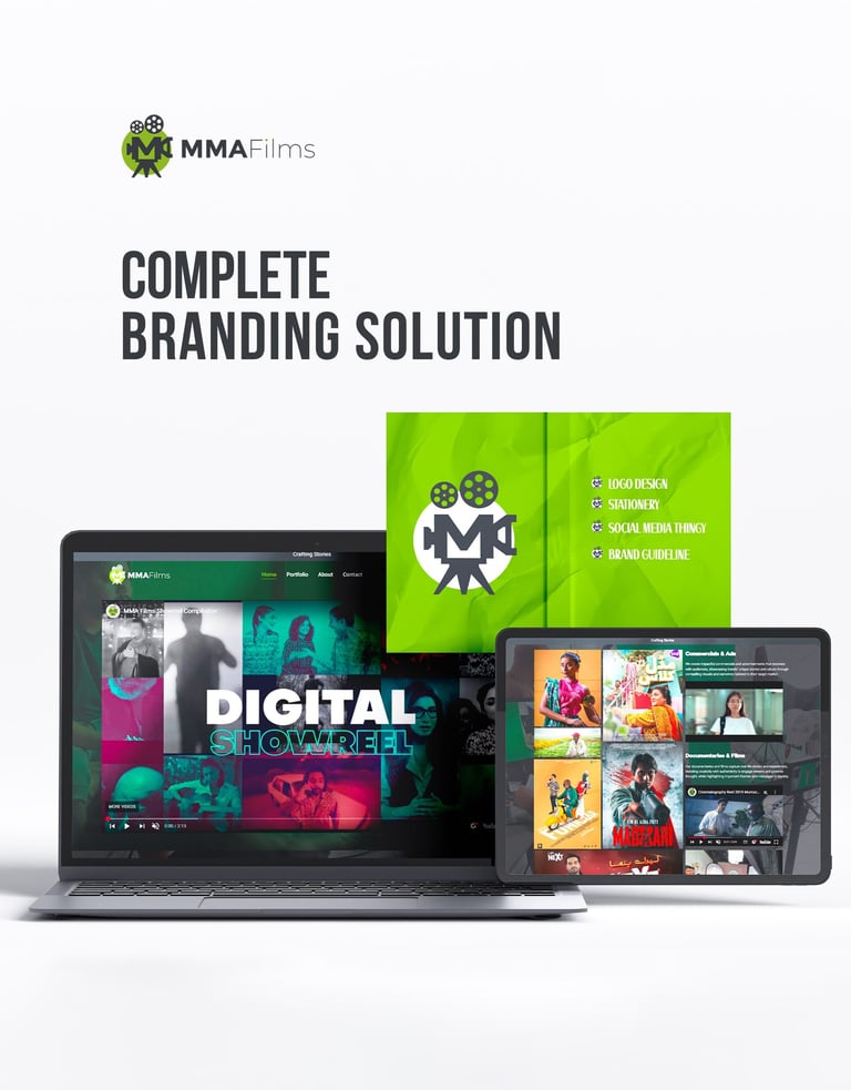 mmafilms-a laptop computer and a laptop computer with a digital image of mmafilms(productionhouse)
