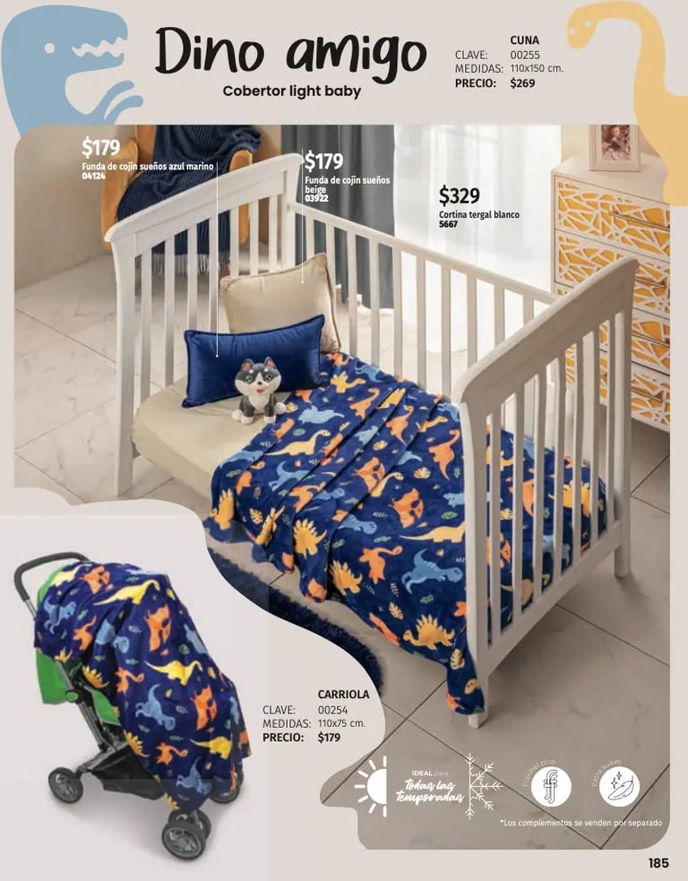 Cobertor azul modelo Dino amigo de la marca Intima hogar