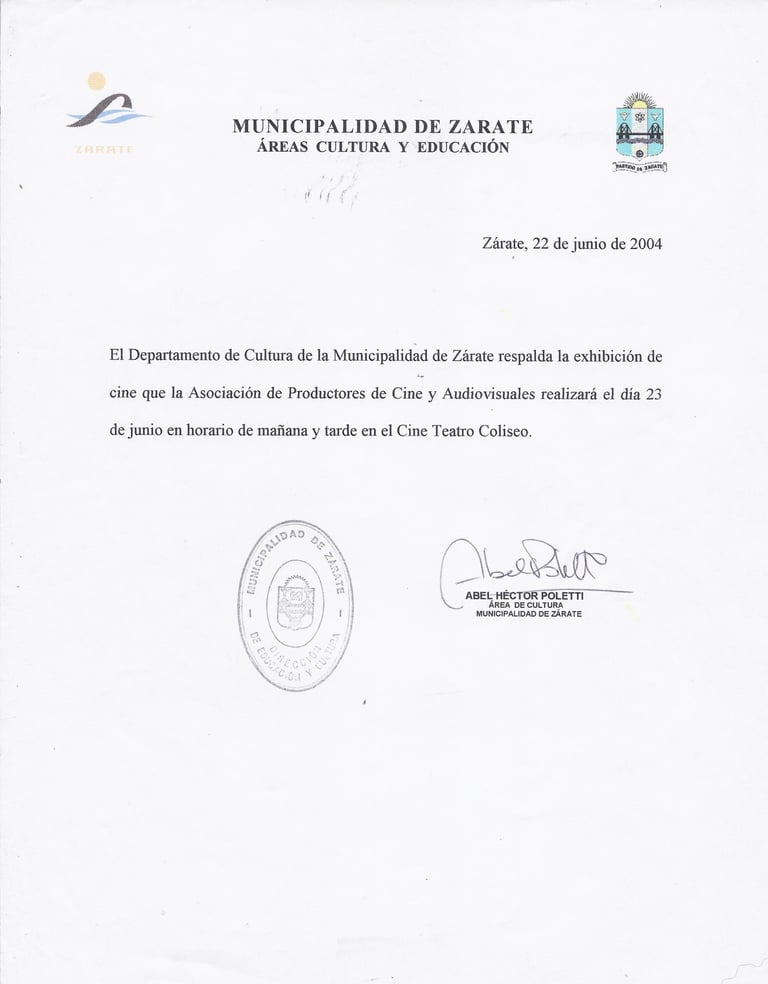 Declaración de Interés Cultural - Ciudad de Zarate - Pcia. Bs. As.