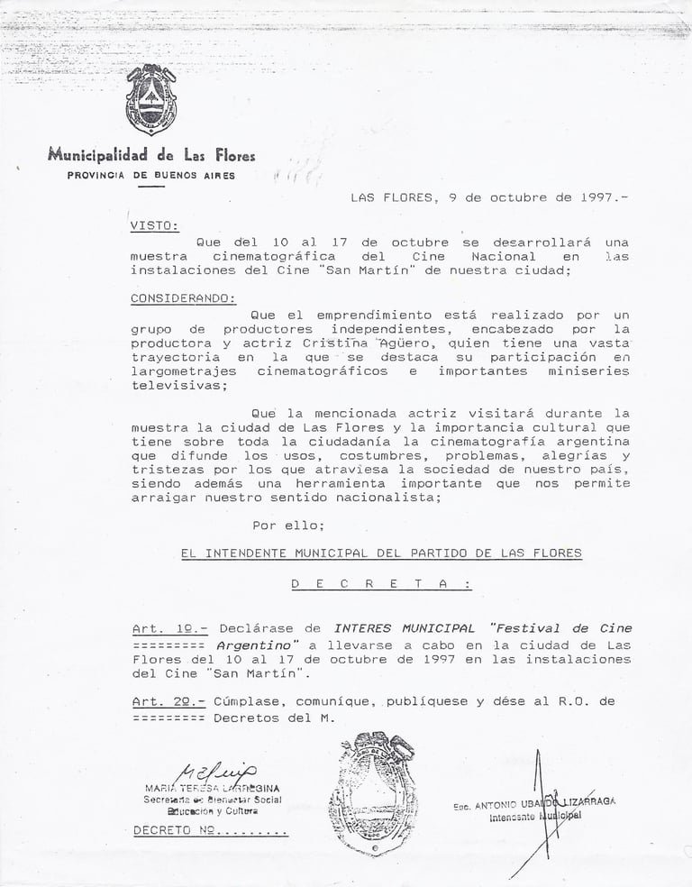 Declaracion de Interes Municipalidad de la Ciudad de Flores - Bs. As.