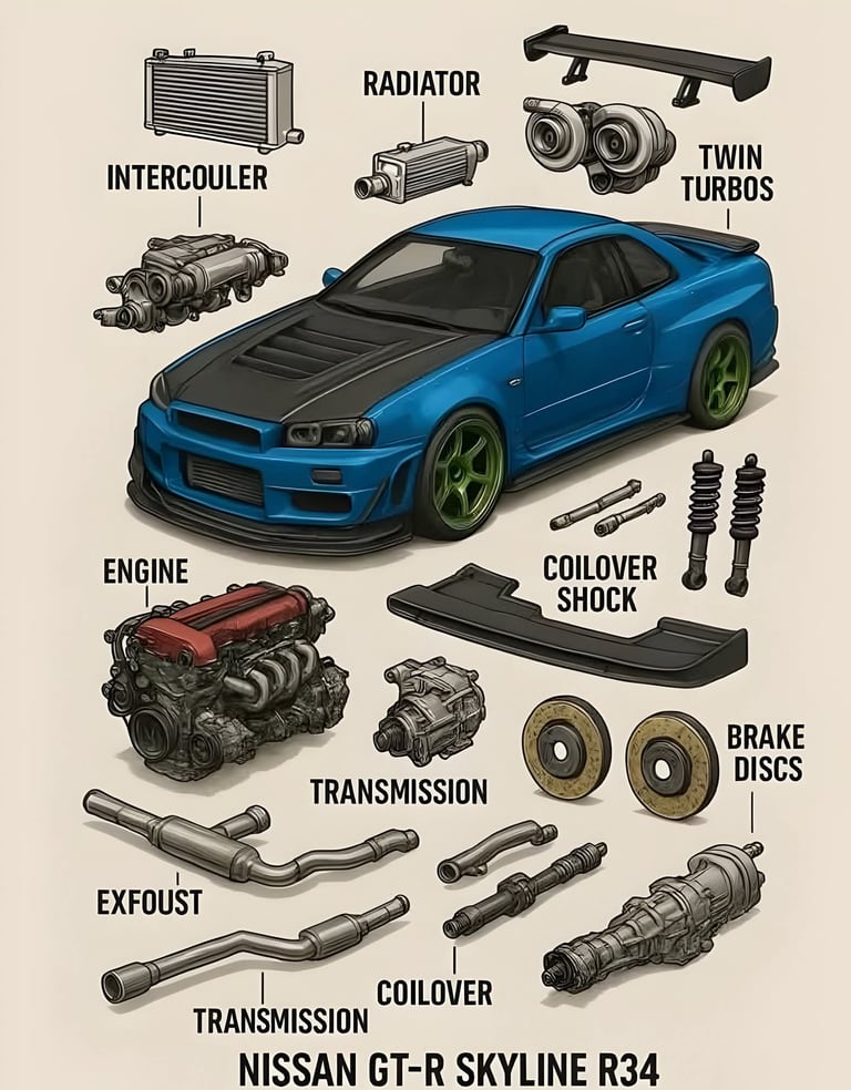 Differnt Nissan GT-R Parts