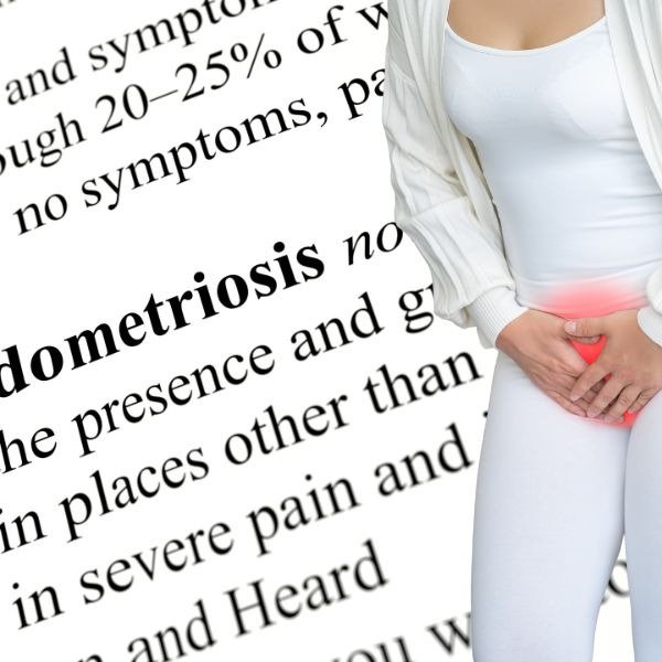 a woman with a pain in her pelvic area