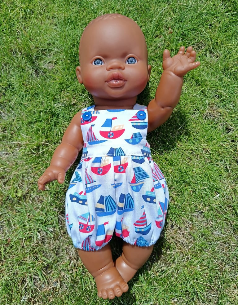 Minikane doll Kofi dressed in sailing boat overalls for summer