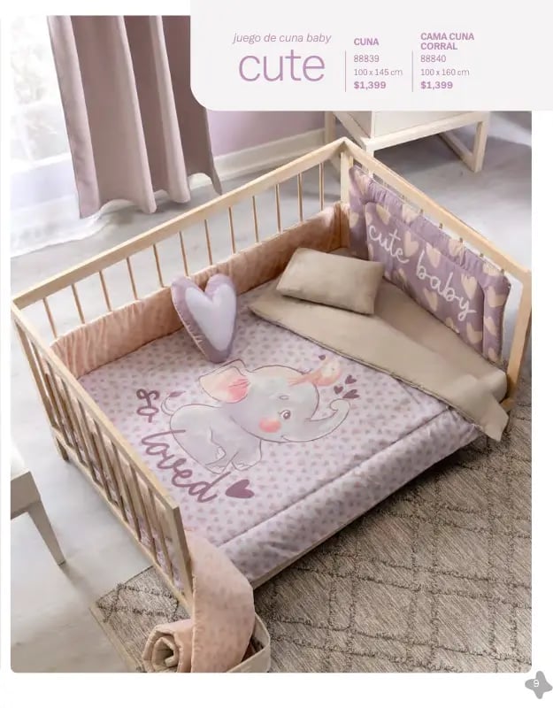 Cunero rosa con estampado de elefante modelo Cute de la marca Vianney