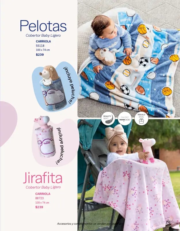 Cobertores azul y rosa  modelos Pelotas y Jirafita de la marca Vianney