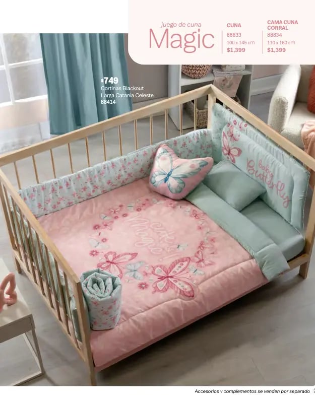 Cunero rosa con estampado de mariposa modelo Magic de la marca Vianney