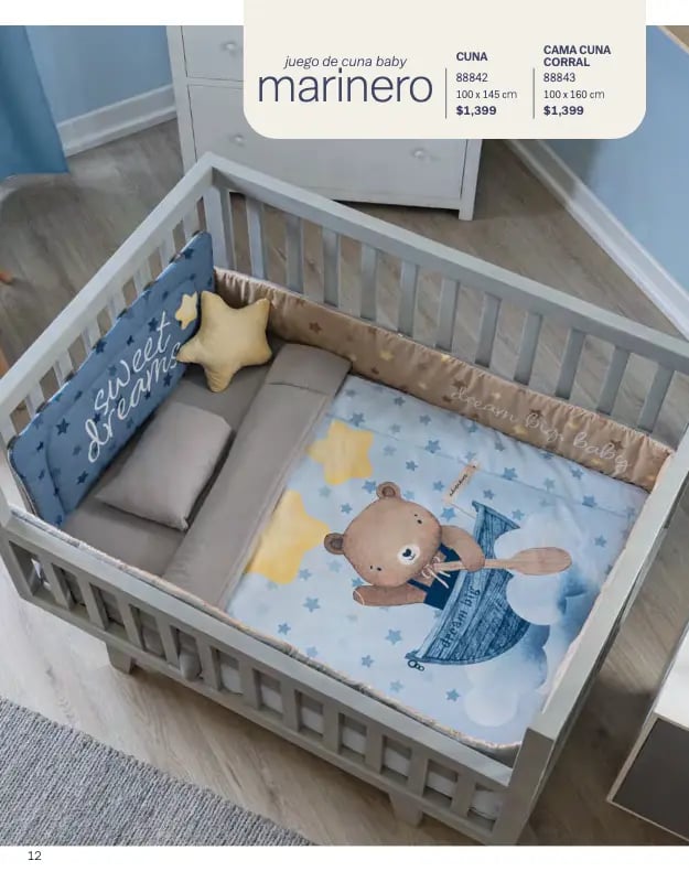 Cunero azul con estampado de oso modelo Marinero de la marca Vianney