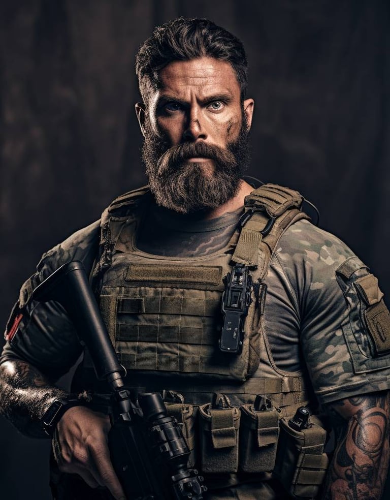 soldier veteran armor weapon scar