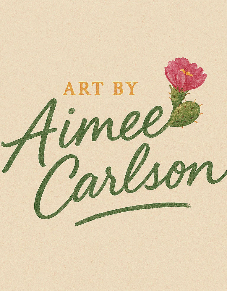 Earthy logo for Aimee Carlson's original landscape art in oils and acrylics