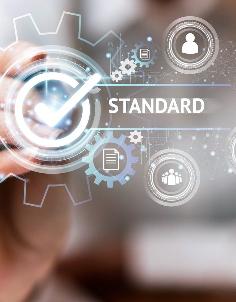 Symbols representing Quality standards and compliance