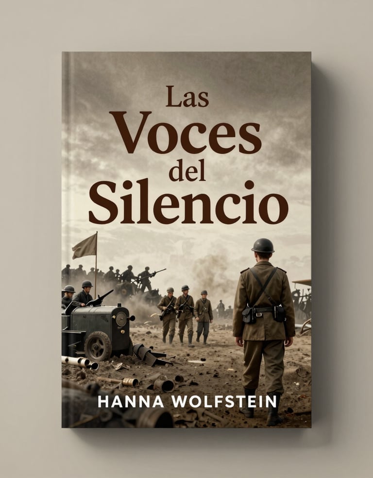 Historical war novel book cover titled The Voices of Silence by Hanna Wolfstein featuring alone soldier.