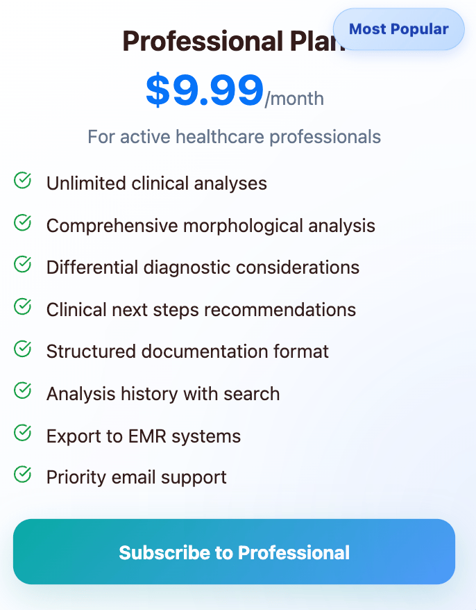professional plan tier of derm describe app