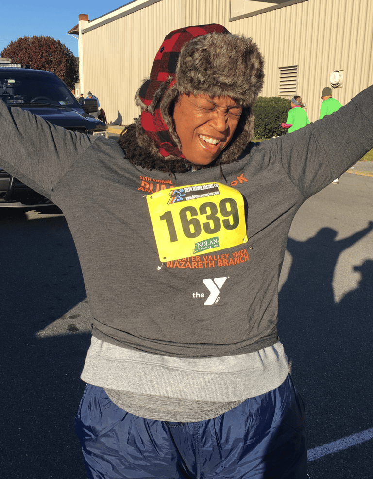 bericka broomfield celebrating after a 5k walk