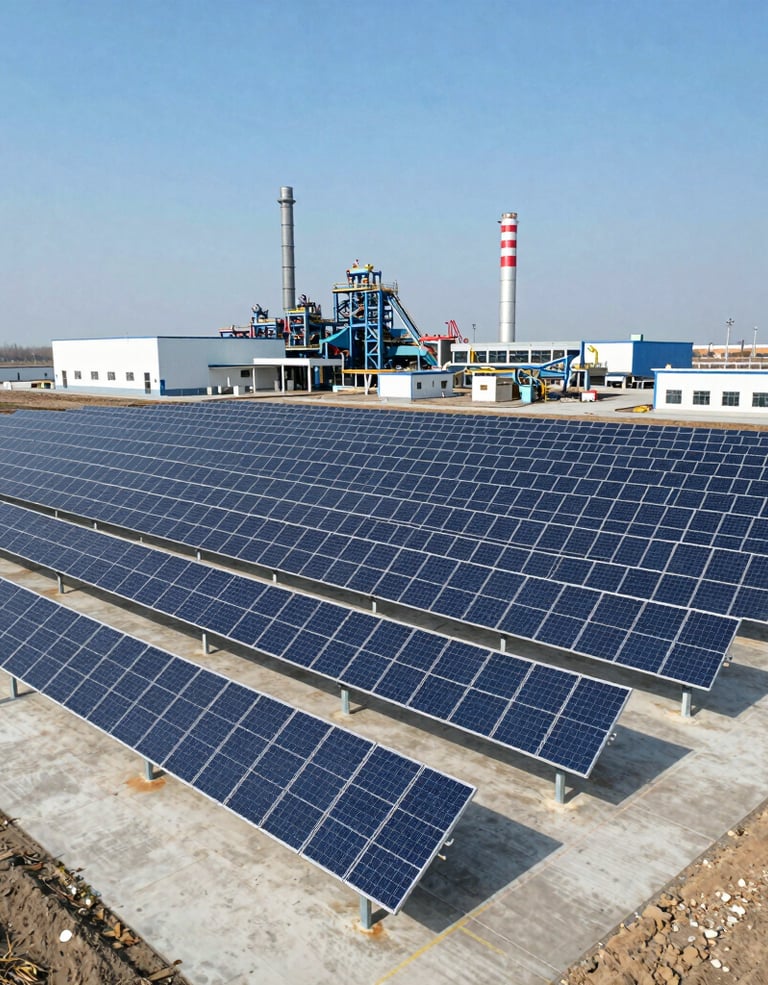 Wide shot of the clean, modern K2A Industries facility with solar panels.