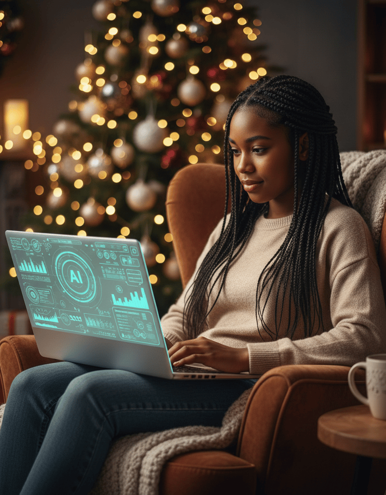 Teen girl building AI side hustle with best AI course