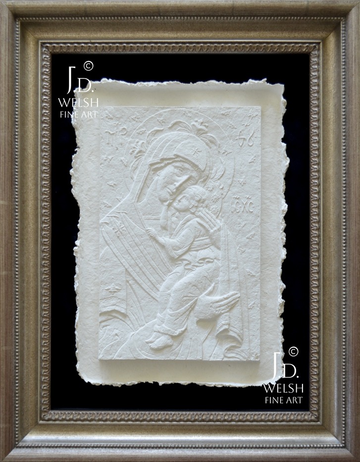 In Adoration and Jubilee - Sacred Art Icon Relief Sculpture - Cast Cotton - Jeremiah D Welsh
