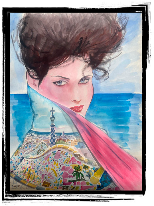 watercolor painting lady gaudi