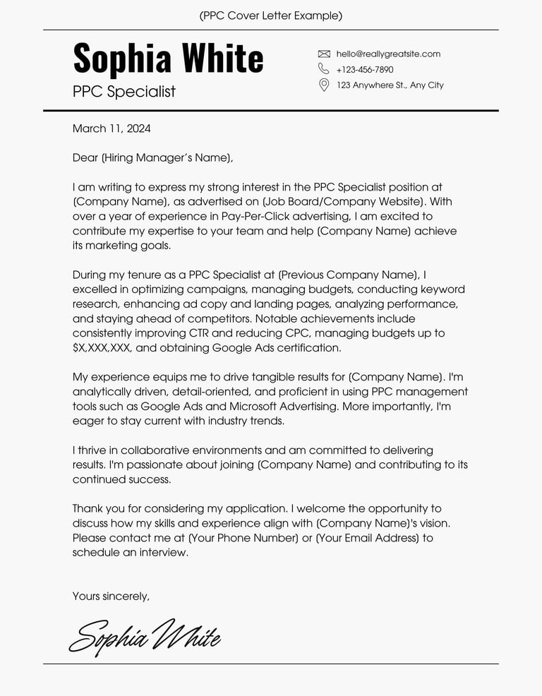 a professional cover letter for a professional cover letter