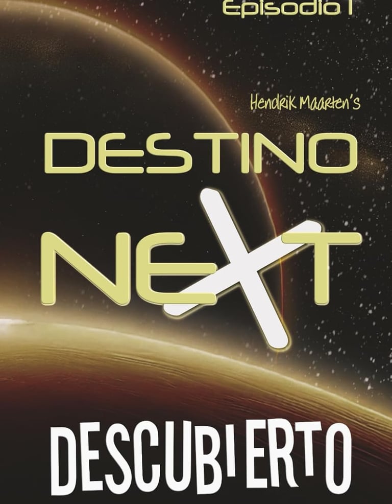 Destino Next sci-fi book cover with planets and stars in deep space.