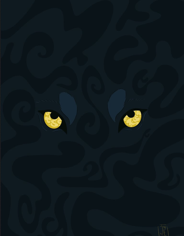 Des yeux de loup sur un fond surréaliste sombre et mystérieux