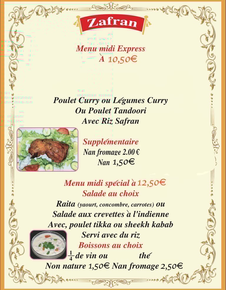Menus midi 10,50/ 12,50