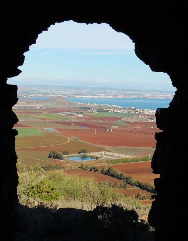 View of Los Urrutias, next to the Mar Menor, from one of the ruined hermitages of Monte Miral. Photo