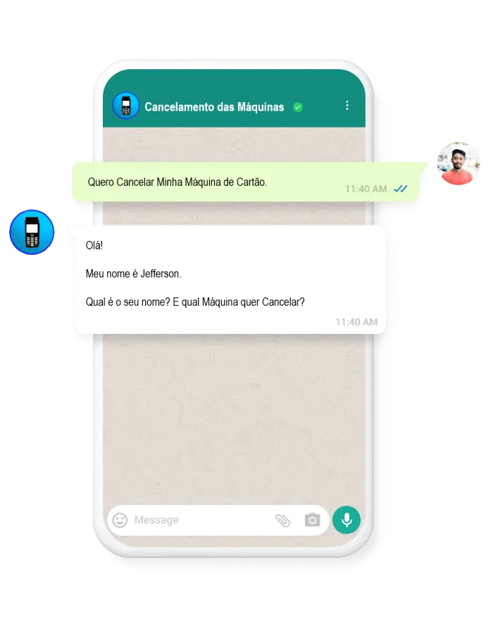 WhatsApp Cancelar Maquina de Cartao