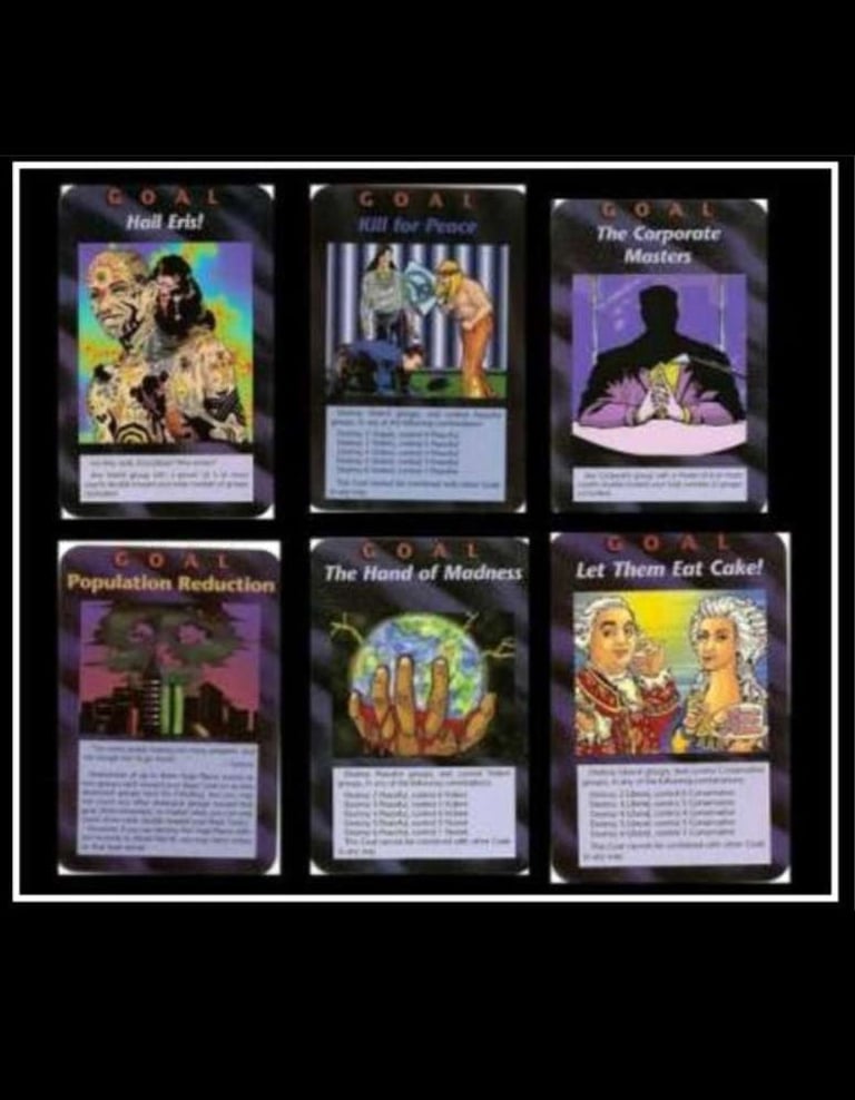 Algumas cartas do jogo de cartas illuminati do grupo objetivo 