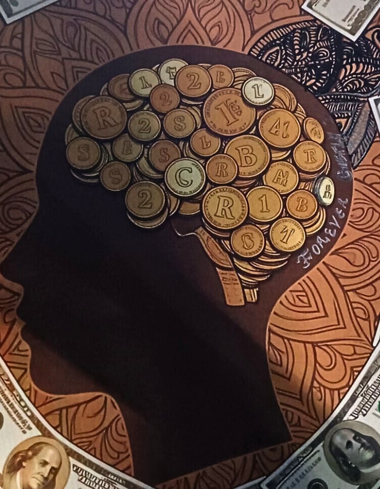 money affirmation head silhouette coloring page mandala design background