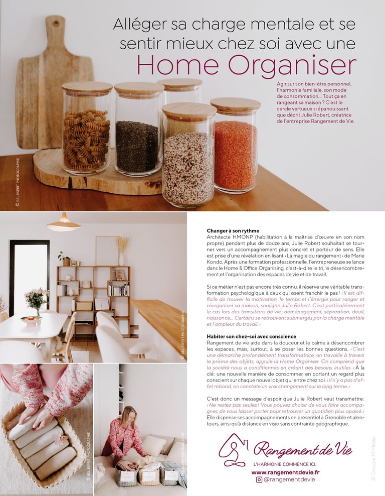 Julie Robert home organiser et coach en rangement à Grenoble dans le magazine Maison Actuelle