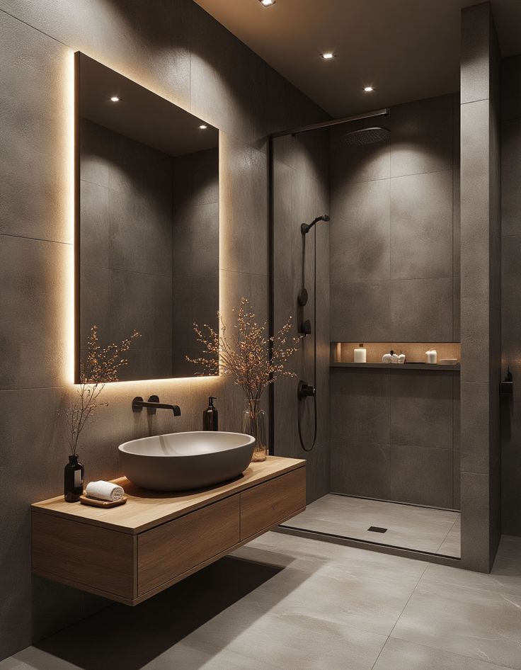 Estetik detaylara sahip banyo tasarımı çalışması