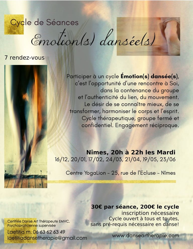 cycle danse thérapie soin Nîmes Yogalion 7 séances groupe fermé inscription