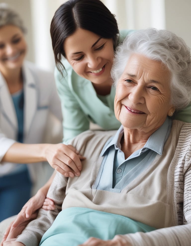 Doctor shows patient medical scan on tablet.