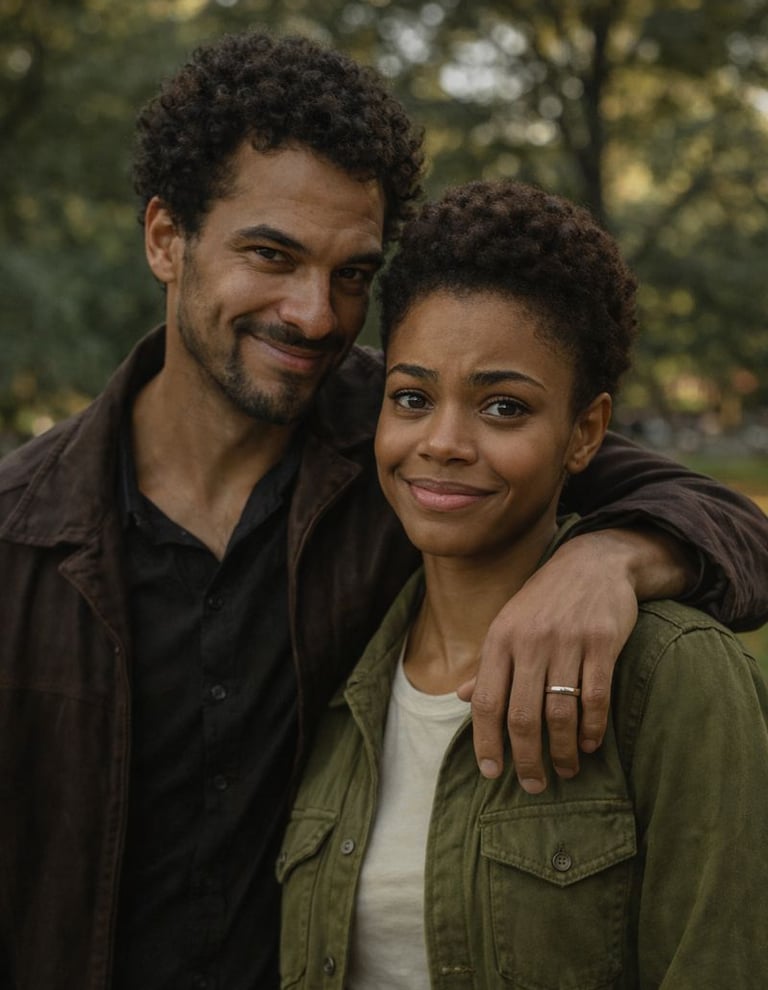 a man and woman standing next to each other