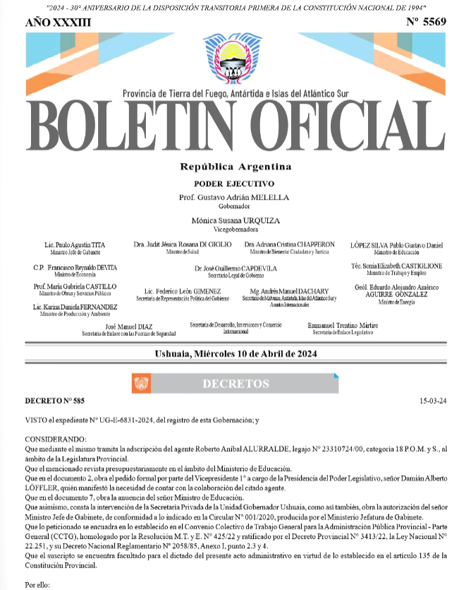 Publicar Boletín Oficial Tierra Del Fuego