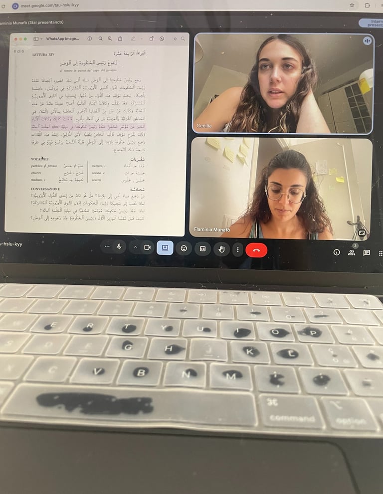 Online language coaching session improving fluency and communication skills