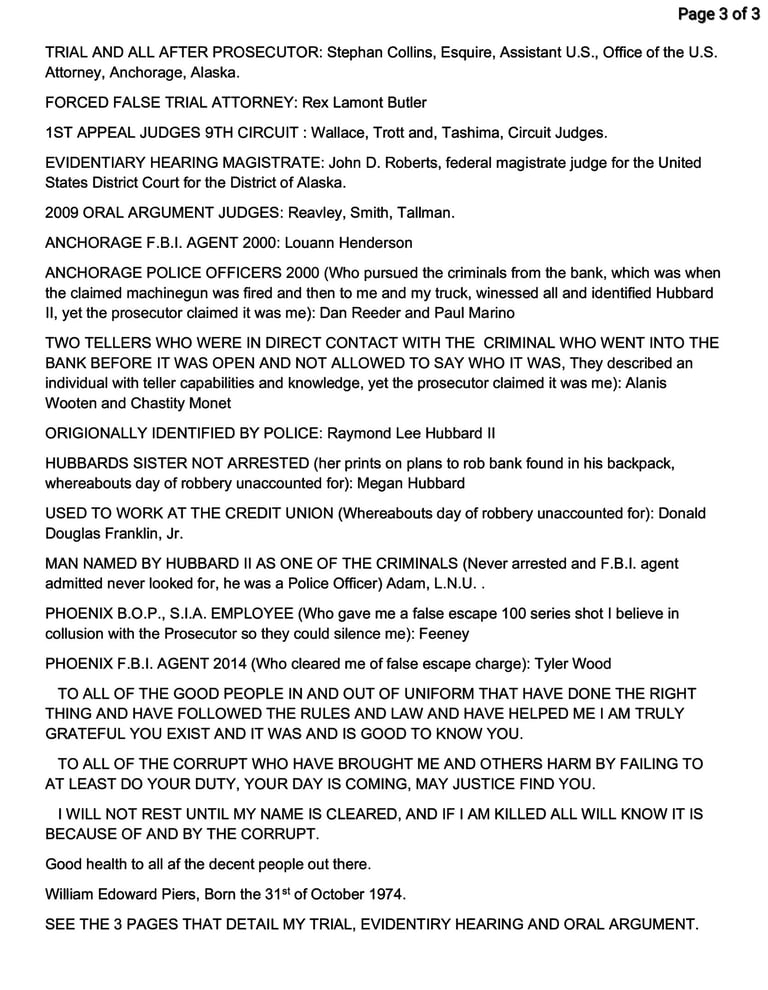 FBI DOJ Call to action Fourteenth Amendment violations. Page 3 of 3.